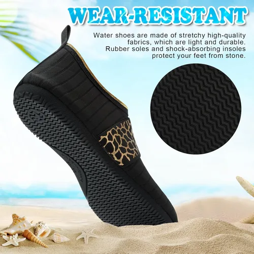Vista 5 de VIFUUR Zapatos de agua para mujer y hombre, calcetines acuáticos para yoga, interiores y exteriores, playa, natación, surf, ejercicio
