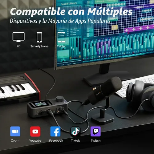 Vista 11 de NearStream AMIX40U - Interfaz de audio USB de 10 canales y mezclador de Negro