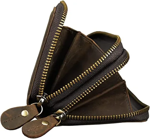 Vista 6 de Hebetag Cartera de cuero para hombre, organizador de muñeca