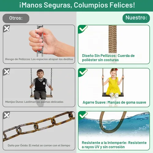 Vista 3 de SELEWARE Asiento de columpio resistente con cuerda ajustable, columpio de A: Asiento oscilante negro (1 paquete)