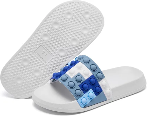 Vista 7 de Engtoy Sandalias para niños y niñas, unisex, ligeras, antideslizantes, puntera abierta, cómodas, para ducha, playa, divertidas sandalias