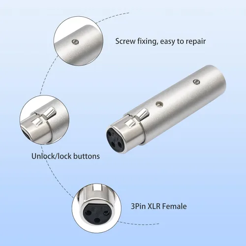 Vista 5 de XLR - Adaptador hembra de 3 pines a macho de 5 pines, divisor de señal DMX/audio, cable blindado doble con terminales chapados en plata para 3Pin F