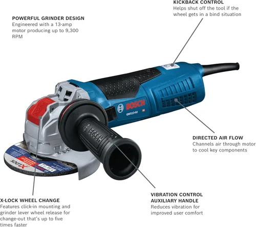 Vista 2 de Bosch Amoladora angular X-LOCK de 6 pulgadas GWX13-60 con interruptor lateral