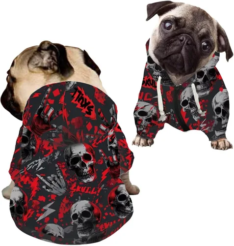 Vista 30 de Howilath Sudaderas con la bandera estadounidense para perros medianos, abrigo de invierno con diseño de pata de cachorro, ropa cálida con capucha