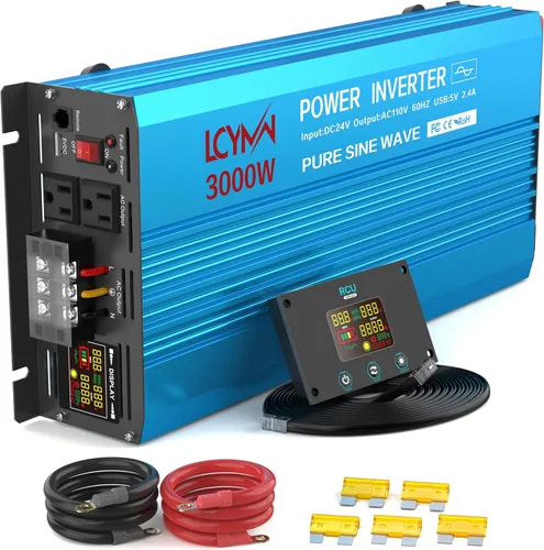 Vista 22 de Inversor de potencia de onda sinusoidal pura de 1000 vatios 12 V CC a 110 V 120 V CA convertidor para hogar, caravana, camión fuera de la red Rojo