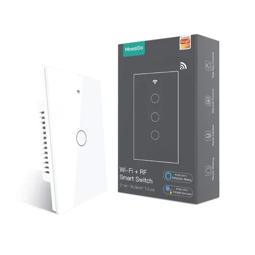 Vista 10 de MoesGo - Interruptor inteligente táctil de pared WiFi RF433 de segunda generación Smart Touch Wall Single Fire, no se necesita cable neutro