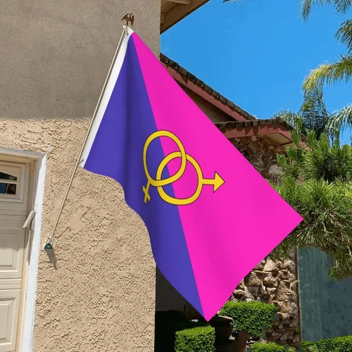 Vista 6 de Bandera de orgullo heterosexual heterosexual de 3 x 5 pies, decoración de doble cara para exteriores