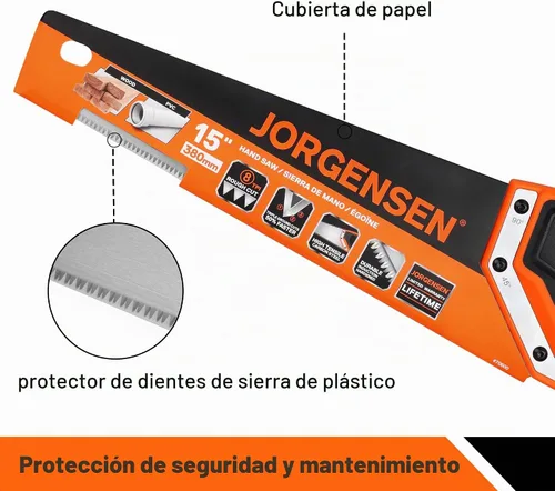 Vista 7 de JORGENSEN Sierra de mano profesional de 15 pulgadas, mango de aluminio