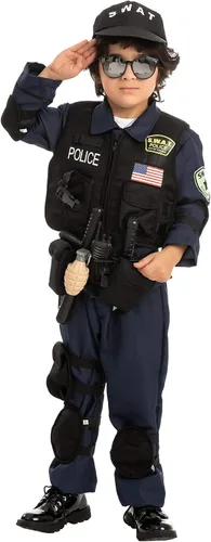 Vista 4 de Spooktacular Creations Police SWAT Costume for Kids Police Officer Costume for Halloween Cosplay