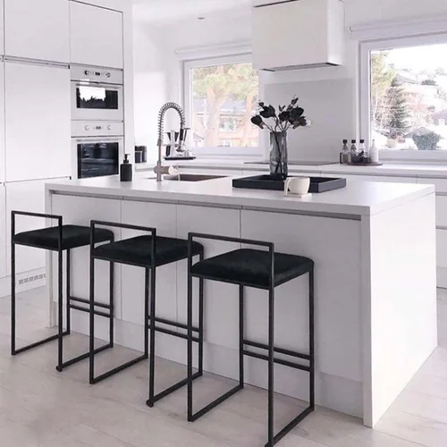 Vista 2 de Juego de 2 taburetes de bar de diseño industrial con estructura y respaldo de acero negro, altura ajustable, para cocina y comedor, elegantes sillas
