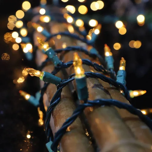 Vista 5 de LAMPHOME Cadena de luces navideñas, juego de 100 mini luces incandescentes para uso en interiores y exteriores (Amarillo)