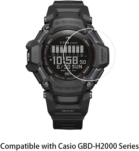 Vista 2 de Walieoka - Protector de pantalla compatible con Casio GBD-H2000, película protectora de vidrio templado de dureza 9H, resistente a los arañazos