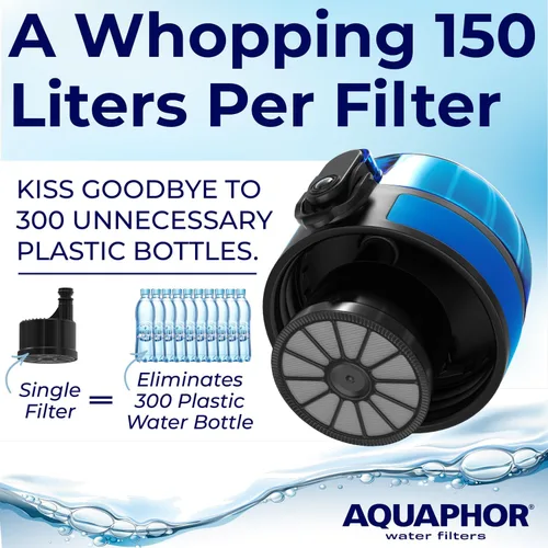 Vista 2 de Filtro de repuesto para botella de agua filtrada, filtro de 40 galones, reemplaza 300 botellas de agua de plástico. Incluye 2 filtros, 150 L. Nakii