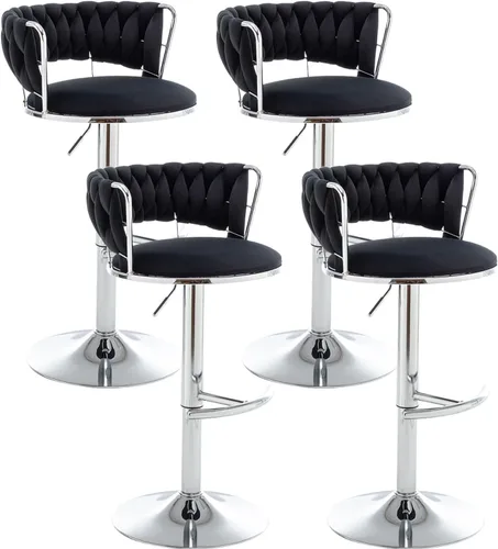 Vista 17 de Canxkun Gold - Juego de 2 taburetes de bar, sillas de bar de altura de mostrador con respaldo bajo, taburetes de bar de altura ajustable de Beige