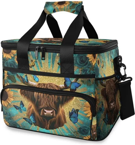 Vista 15 de ALAZA Sugar Skull Floral The Day of Dead - Bolsa de picnic aislada grande para adultos, hombres y mujeres