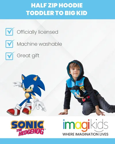 Vista 3 de SEGA Sonic the Hedgehog - Sudadera de forro polar con media cremallera para niños pequeños y grandes