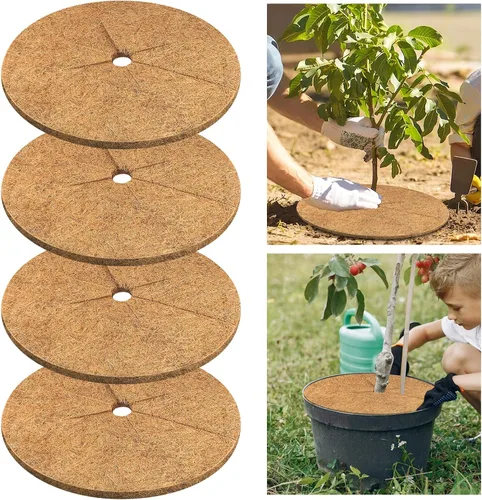 Vista 11 de Legigo 10 piezas Anillos de Mantillo de Fibra de Coco Alfombrilla Protectora de Plantas de Árbol, 6 Pulgadas Anillo de Protección de Árbol de Fibra