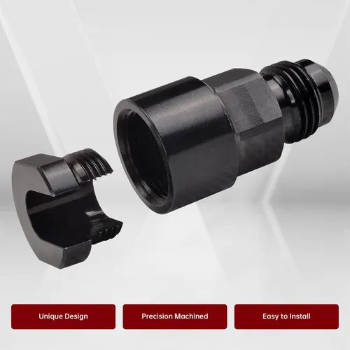 Vista 6 de Adaptador de combustible Conector 6AN macho acampanado a 3/8" y 5/16" Conexión/desconexión rápida hembra Empuje EFI Conector Aluminio Negro