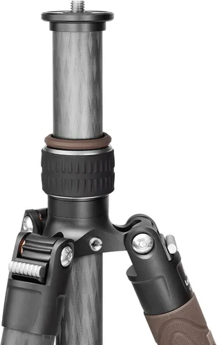 Vista 5 de Leofoto LX-224CT+XB-32Q Trípode de viaje, serie urbana, fibra de carbono, secciones de 4 patas, portátil y ligero, pierna reversible y columna