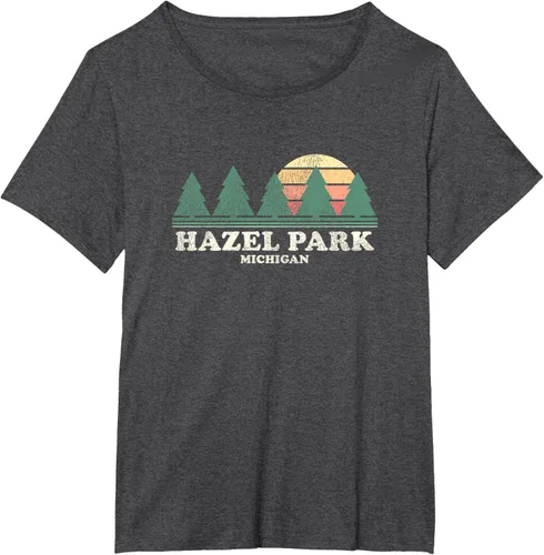 Vista 23 de Hazel Park MI - Camiseta vintage con diseño retro de los años 70, Azul / Patchwork, S