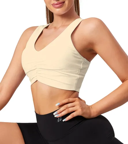 Vista 5 de Move With You Sujetadores deportivos acolchados extraíbles para mujer, camisetas sin mangas para yoga, entrenamiento, correr, espalda cruzada