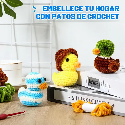 Vista 6 de XunYee - Kit de ganchillo de 3 piezas de patos pequeños, juego de bricolaje