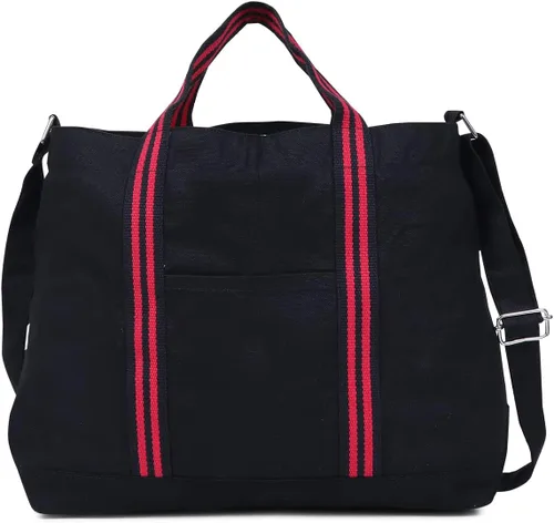 Vista 9 de Eco Right Bolsa de lona extragrande para compras y trabajo, bolsa de playa con asas cruzadas ajustables