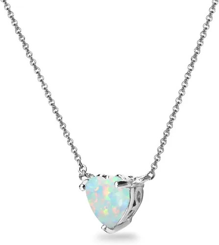 Vista 5 de Collar para mujer, collar de piedra natal, piedra preciosa genuina o sintética, solitario de corazón de 0.276 in, collar corto, collar delicado