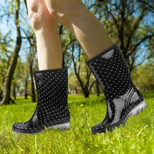 Vista 31 de DKSUKO Waterproof Womens Rain Boots insulated,Lightweight Rubber fashion Boots in Gardening,Warm and Comfortable Wide Calf Rain Boots with Glossy in