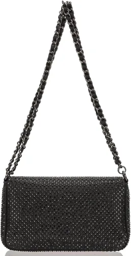 Vista 3 de Dexmay - Bolso clásico de cristal con solapa para fiesta, bolso de mano con diamantes de imitación