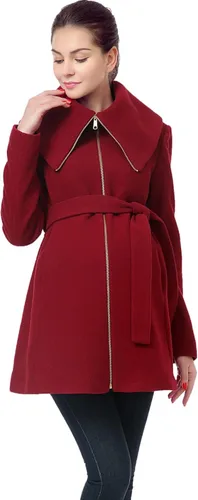 Vista 3 de Momo Maternity Ropa de abrigo para mujer abrigo de lana con cuello doblado y cremallera chaqueta de invierno para embarazo