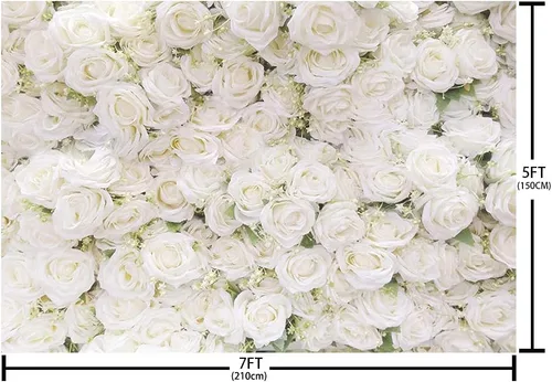 Vista 4 de MEHOFOND Fondo de fotografía de boda con rosas blancas y flores florales, decoración de San Valentín, fiesta de despedida de soltera, fiesta