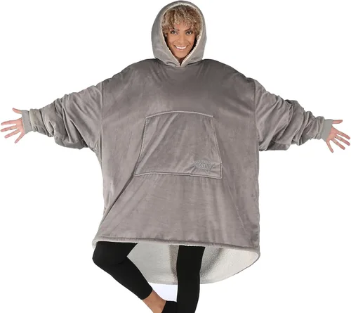 Vista 23 de THE COMFY Original - Manta de forro polar de microfibra con forro sherpa, diseño de gran tamaño con capucha y bolsillo de Shark Tank