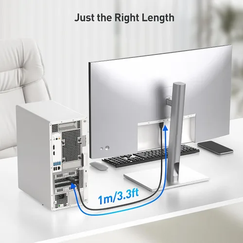 Vista 6 de Cable Matters [Certificado VESA] Cable DisplayPort 2.1 de 80Gbps - 3.3 pies / 1m, Cable DP80 con 16K 60Hz, 8K 240Hz, 4K 240Hz, FreeSync, G-SYNC