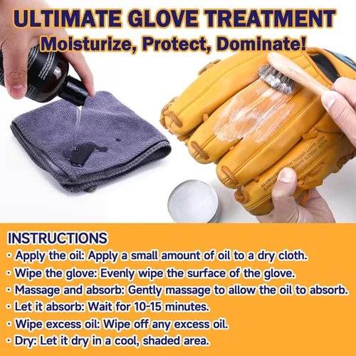 Vista 4 de AliBall Kit de rotura de guantes de béisbol, juego completo con mazo de guantes, aceite, acondicionador, envoltura, cepillo y tela, suaviza y da