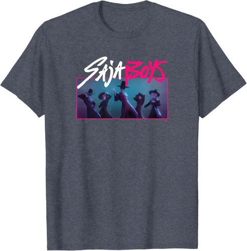 Vista 64 de Camiseta Oficial de KPop Demon Hunters Saja para Niños Negro