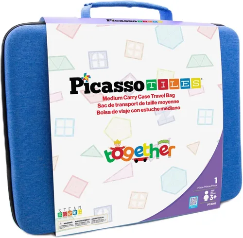 Vista 8 de PicassoTiles Estuche de Almacenamiento de Fichas Magnéticas 16.5x7.5x3.5in Bolsa de Transporte de Viaje con Asa, Organizador Resistente al Agua