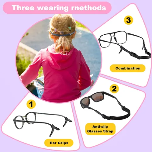 Vista 5 de SMARTTOP kids eye glass Strap with storage box No Tail sunglass Strap Eyeglass Holder Around Neck-Adjustable Eyewear Retainer