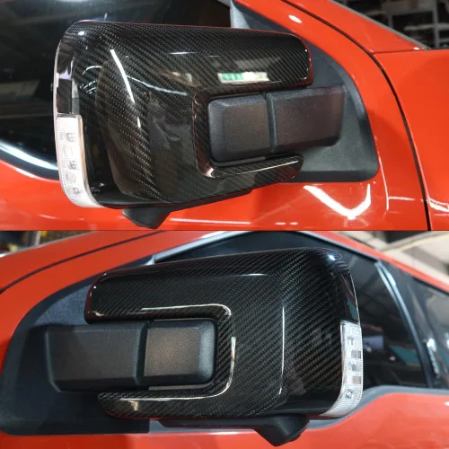 Vista 2 de Cubierta seca de fibra de carbono para espejo lateral Ford F150 F-150 Raptor R Shelby Lariat Platinum 2021 2022 2023 2024, revestimiento de espejo