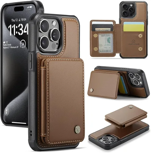 Vista 69 de Dteck Funda para iPhone 16 de 6.1 pulgadas 2024, funda de piel sintética con cierre de botón magnético, ranuras para tarjetas de crédito, función