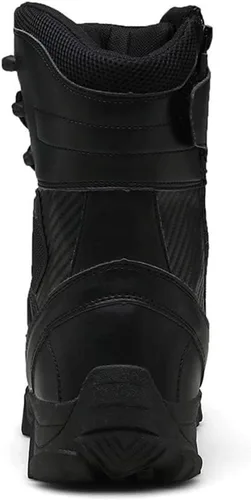 Vista 6 de Botas militares para hombre con cierre lateral de velcro, botas tácticas sport para montañismo, senderismo y combate