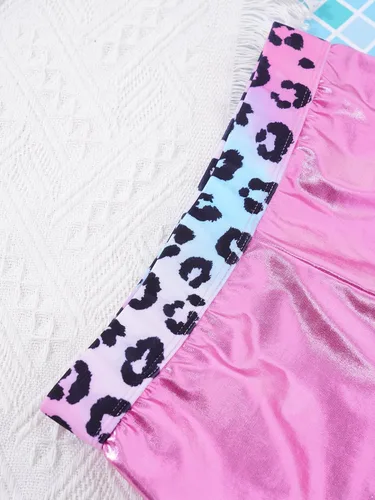 Vista 5 de Moggemol Pantalones cortos de gimnasia para niños y niñas pantalones cortos de gimnasia y baile con teñido anudado pantalones cortos deportivos