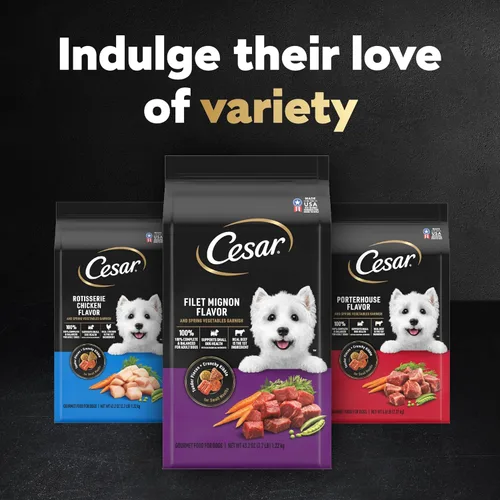 Vista 11 de Cesar Alimento seco para perros de raza pequeña para perros pequeños, sabor a pollo asado y guarnición de verduras de primavera, bolsa de 12 libras