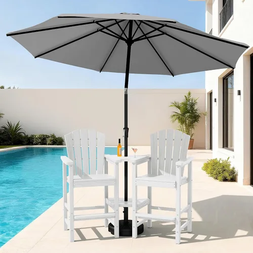 Vista 28 de KINGYES Aruba - Juego de 4 sillas Adirondack altas de HDPE con bandejas de conexión dobles, silla Adirondack de altura de barra en relieve para 2