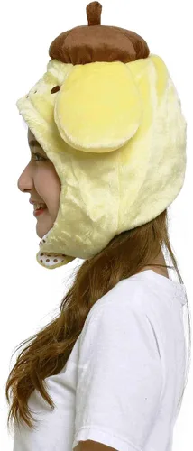 Vista 4 de Sanrio Pompompurin Pom Pom Purin - Gorro de gorro esponjoso suave cálido para invierno color amarillo Amarillo