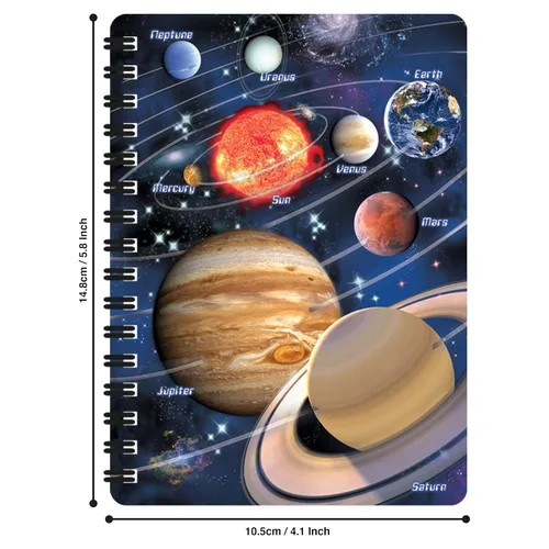 Vista 2 de 3D LiveLife Jotter - Our Solar System from Deluxebase. Lenticular 3D Space 6x4 Spiral Notebook with plain recycled paper pages. Artwork licensed