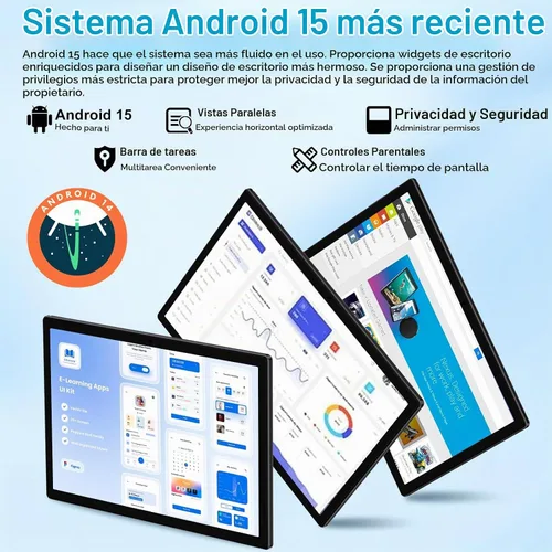 Vista 4 de Tablet 2026, tabletas Android 15 de 10 pulgadas 22GB+128GB+1TB Expand, tableta electrónica 2 en 1 Octa-Core con funda de teclado y mouse, batería