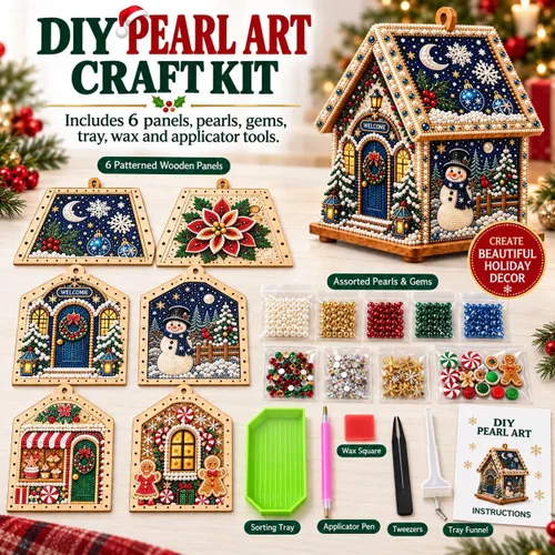 Vista 5 de Wakczshy 3D Christmas House Diamond Painting Art Kit for Adults，#1
