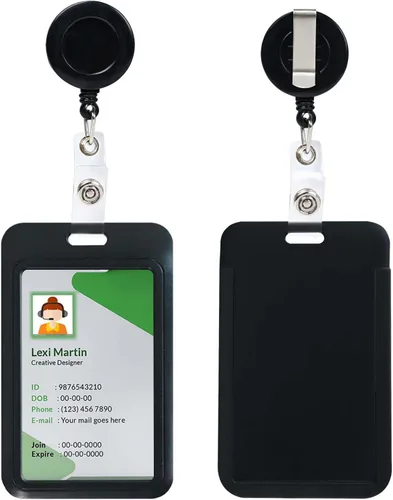 Vista 13 de Soporte retráctil para tarjetas de identificación con cordón separable, carrete de credencial resistente, llavero desmontable, soporte para tarjetas