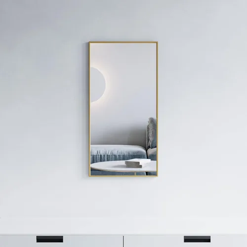 Vista 15 de Dowell Espejo de baño Espejo de pared rectangular con marco de metal Espejo de marco delgado Espejo de tocador de baño moderno - Negro 5004